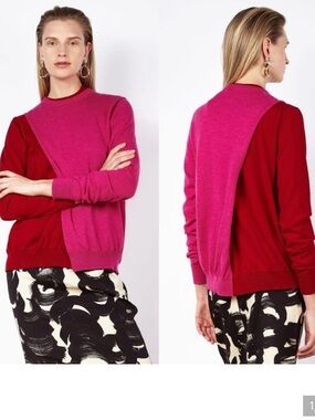 Net-a-porter colville double dipper Color Block Wool Sweater Italian Knit size S